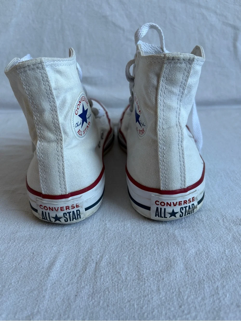 Converse chuck Taylor All Star White High-Top Sneakers with Red & Blue Stripe